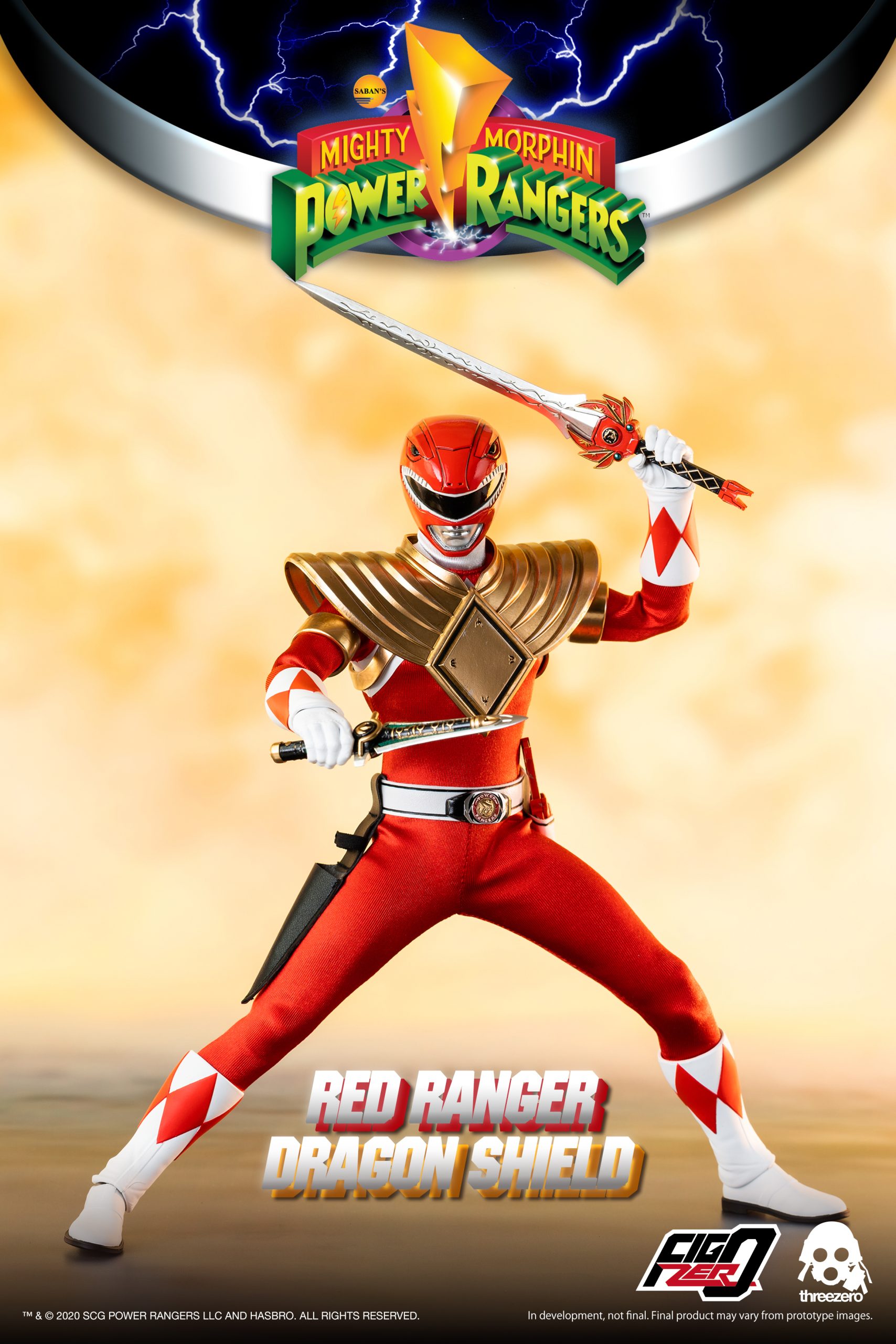 mighty morphin power rangers red ranger with dragon shield