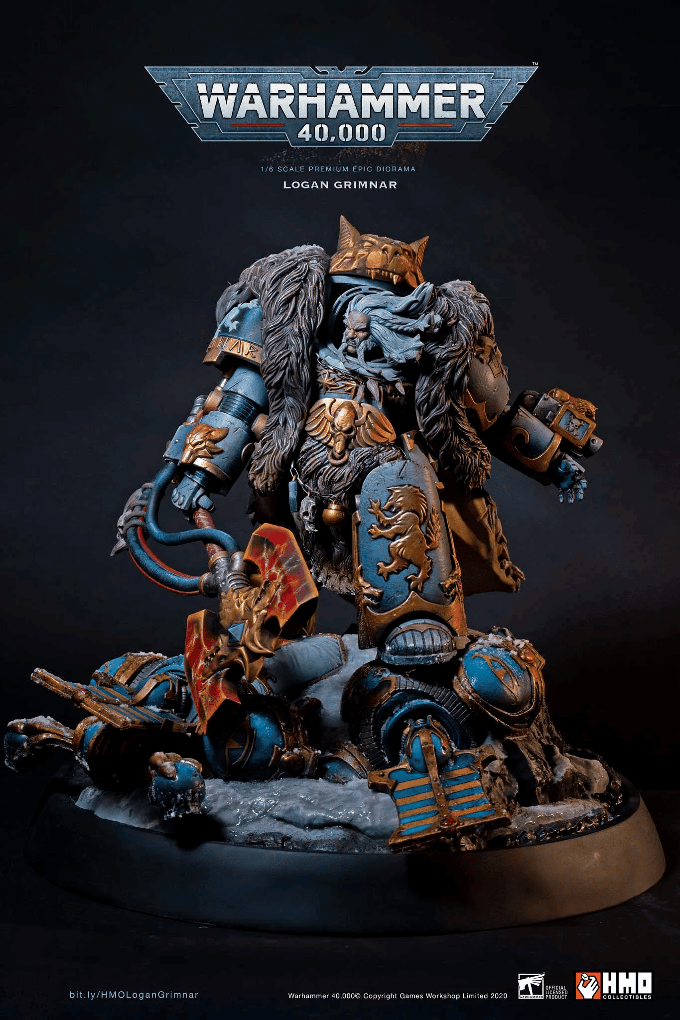 HMO Warhammer Logan Grimnar Statue Diorama
