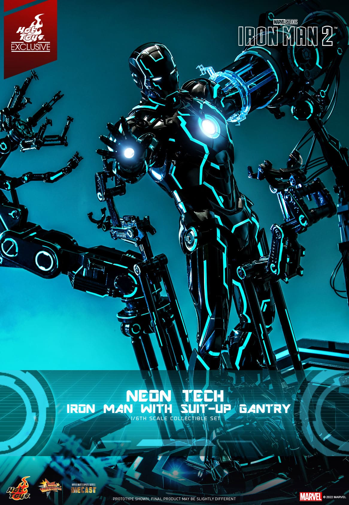 neon tech iron man with suit up gantry marvel gallery aaf