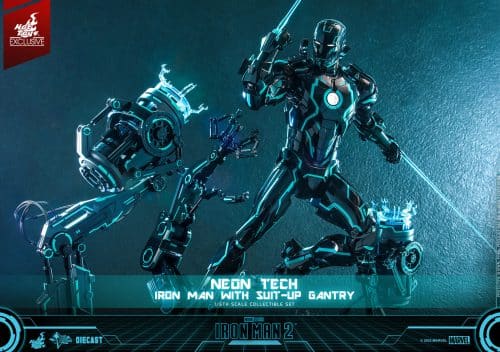 neon tech iron man with suit up gantry marvel gallery ab fe