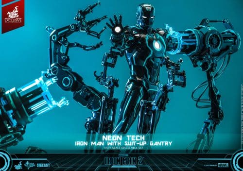 neon tech iron man with suit up gantry marvel gallery ab dd