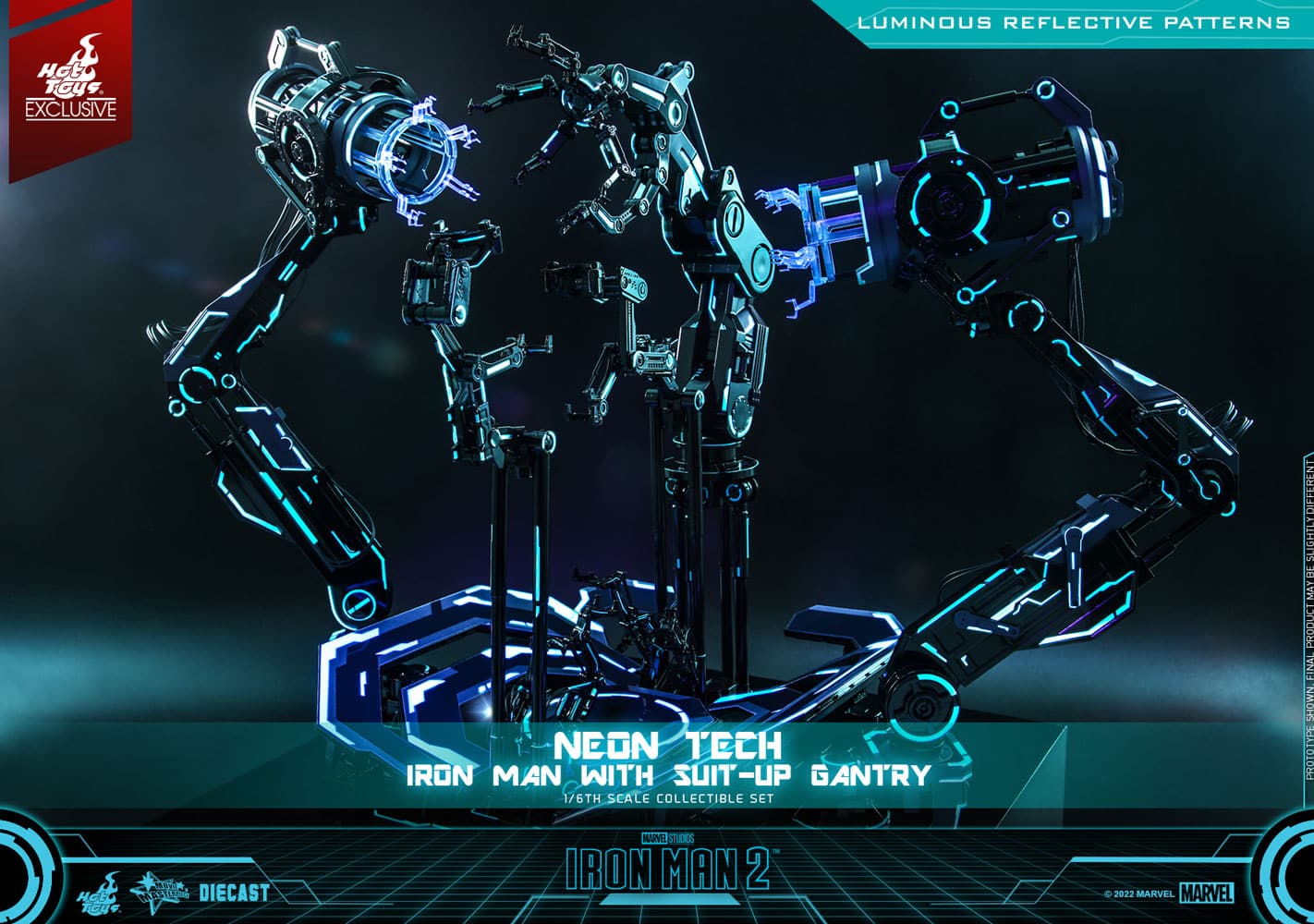 neon tech iron man with suit up gantry marvel gallery ac a