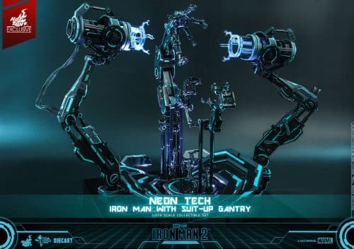 neon tech iron man with suit up gantry marvel gallery ac d e