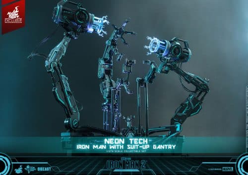 neon tech iron man with suit up gantry marvel gallery ac dbfc