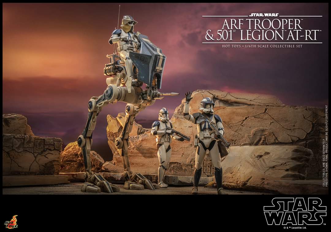 Star Wars Hot Toys ARF Trooper and 501st Legion AT-RT Collectible Figure Set