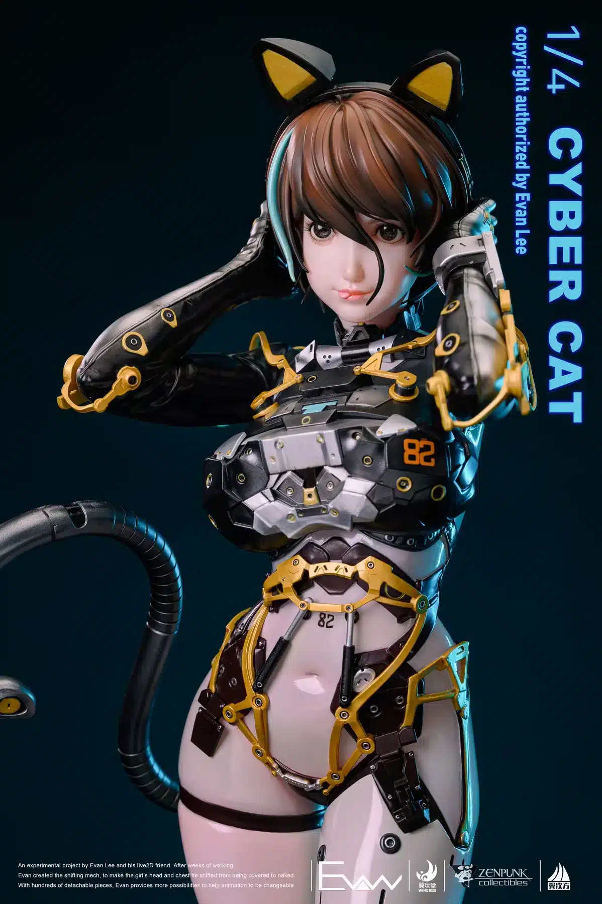 Zenpunk Collectibles Cyber Cat Statue 1/4 Scale Concept By Evan Lee
