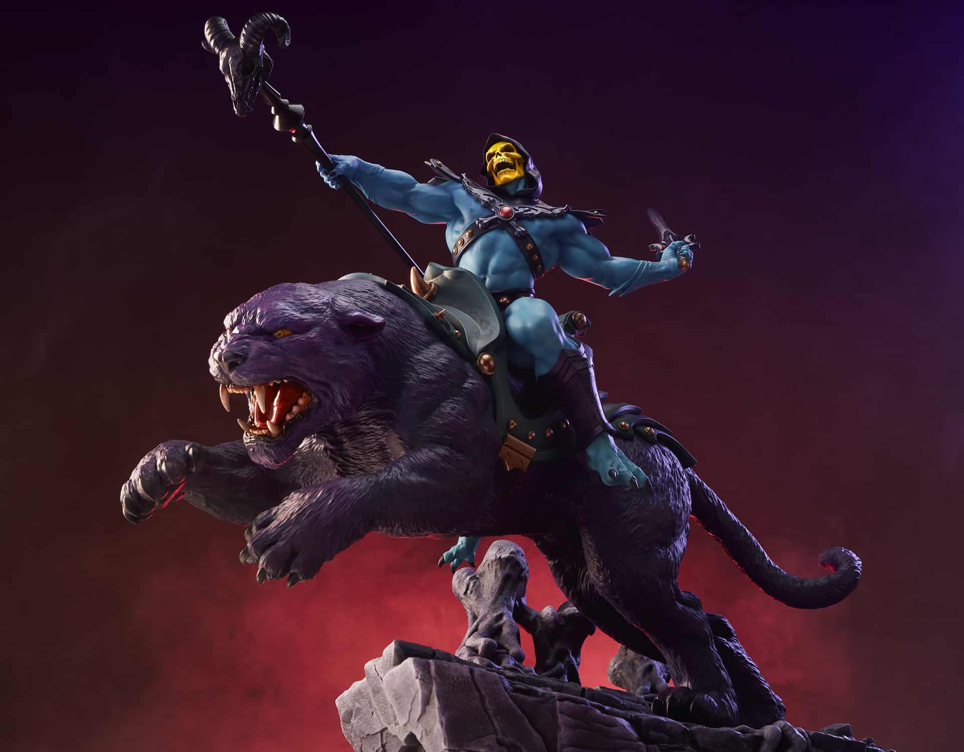 Tweeterhead Skeletor and Panthor Classic Deluxe Statue Masters Of The Universe Limited Collectible