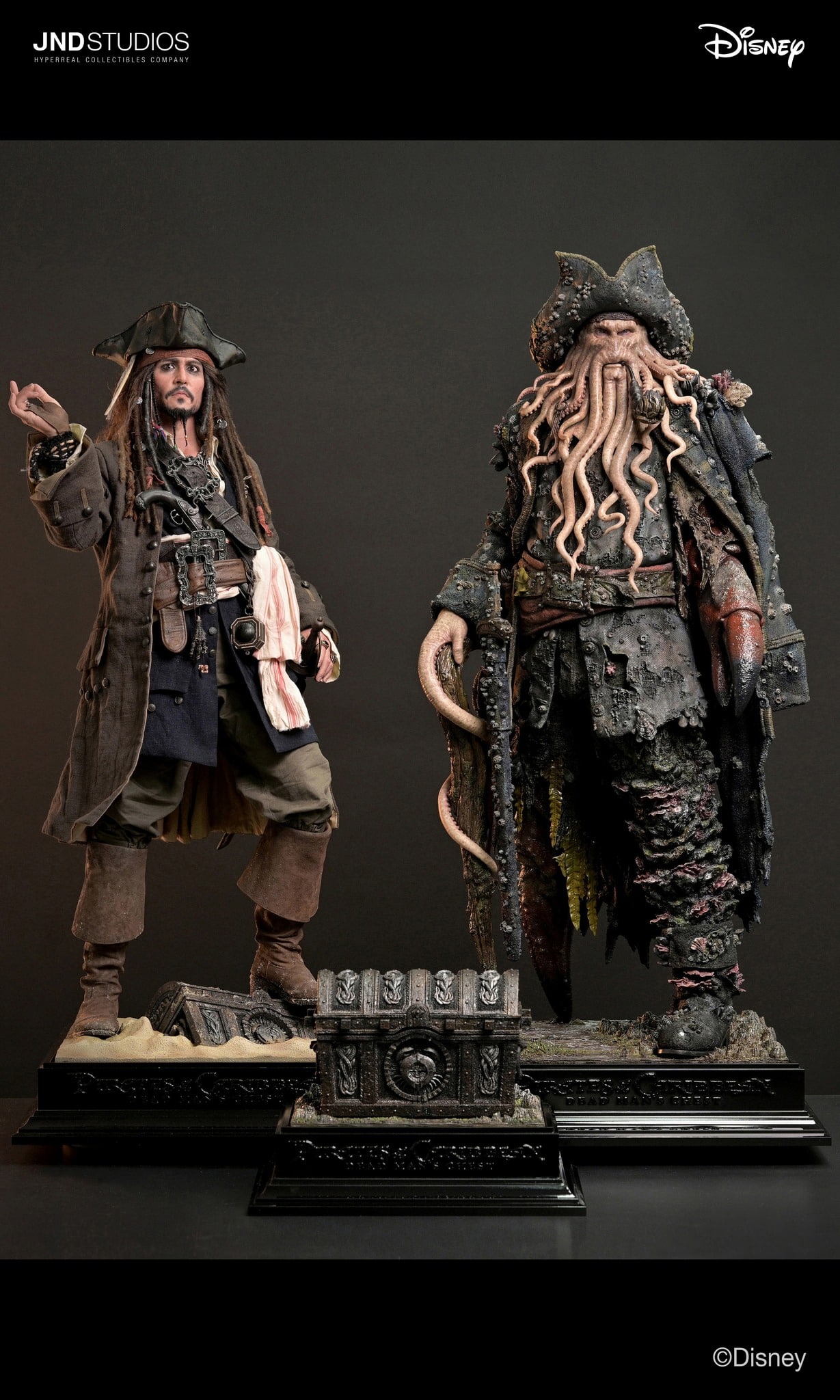 Jack Sparrow and Davy Jones Hyperreal 1/3 Scale Statue Set Limited Edition Pirates Of The Caribbean Collectible